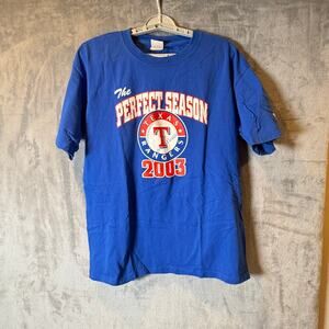 Texas Rangers 2003 Perfect Season Shirt Undefeated 24-0 MLB Graphic Tee Blue
